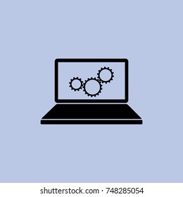Laptop gears. icon vector