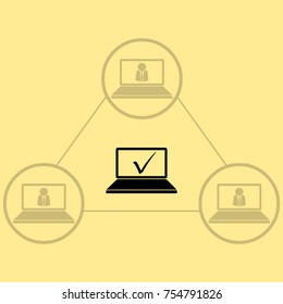 Laptop gears. icon vector