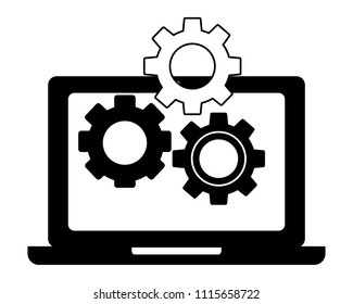 laptop and gears setting work