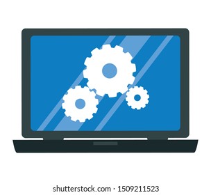 laptop with gears settings vector illustration