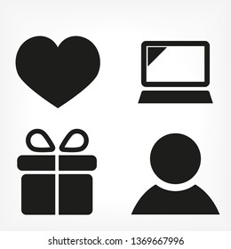 Laptop gift heart user vector icon