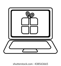 laptop with a gift icon on the screen over isolated background,vector illustration