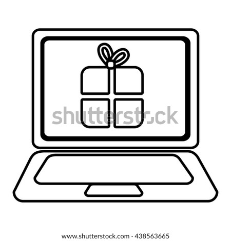 laptop with a gift icon on the screen over isolated background,vector illustration