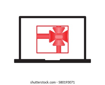 laptop, gift, icon, vector illustration eps10