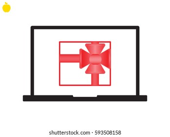 laptop, gift, icon, vector illustration eps10