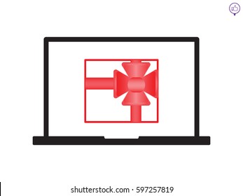 laptop, gift, icon, vector illustration eps10