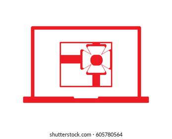 laptop, gift, icon, vector illustration eps10