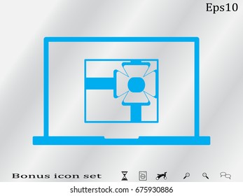laptop, gift, icon, vector illustration eps10