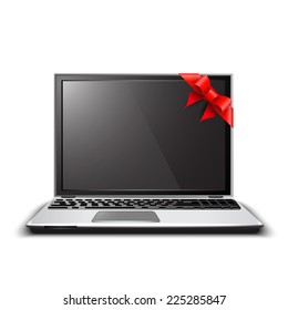 Laptop Gift Isolated On White Background.