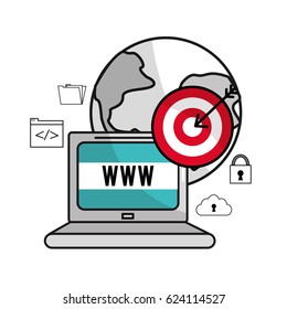 laptop global data with technology icons