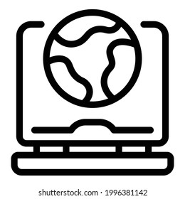 Laptop global internet icon. Outline Laptop global internet vector icon for web design isolated on white background