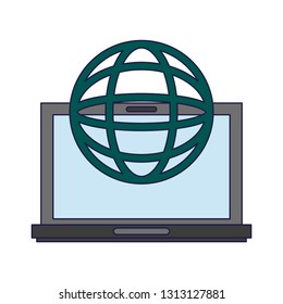 laptop with global spehere on screen