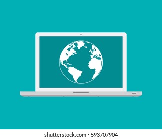 Laptop and Globe concept, Business concept.