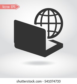 laptop and globe. concept vector illustration
