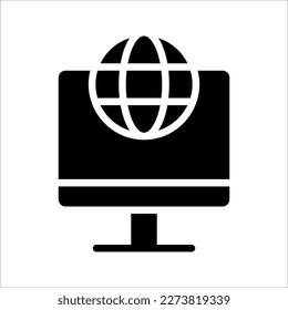 Icono de globo portátil. Globo en la pantalla del icono del portátil. equipo con señal de globo. ilustración vectorial sobre fondo blanco