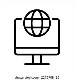 Icono de globo portátil. Globo en la pantalla del icono del portátil. equipo con señal de globo. ilustración vectorial sobre fondo blanco