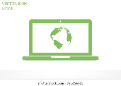laptop and globe icon vector.