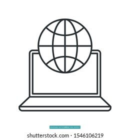 laptop with globe icon vector illustration logo template for many purpose. Isolated on white background.
