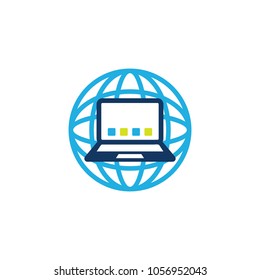 Laptop Globe Logo Icon Design