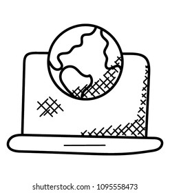 
Laptop with globe showing internet connection concept
