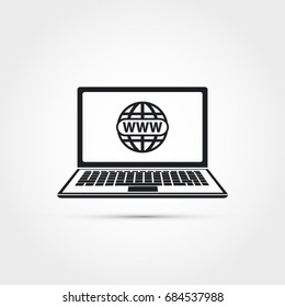 Laptop with globe vector illustration -global connection concept