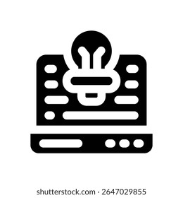 laptop glyph icon. Strong and solid vector icon for websites, mobile interfaces, presentations, and visual branding. High quality and easy to edit.