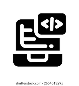 Icono de glifo de portátil. Icono de Vector fuerte y sólido para Sitios web, interfaces móviles, presentaciones y marca visual. Alta calidad y fácil de editar.