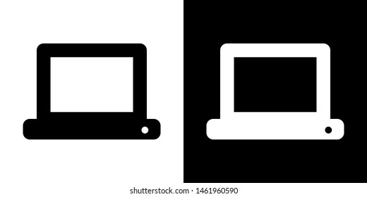 Laptop. Glyph Icon in White and Black Version.