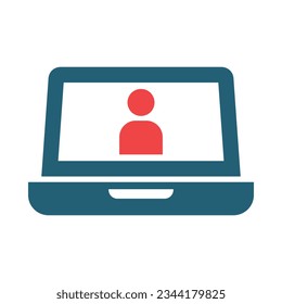 Laptop Glyph Two Color Icon For Personal And Commercial Use.
