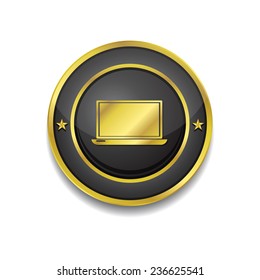 Laptop Gold Vector Icon Button