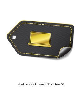 Laptop golden Vector Icon Design