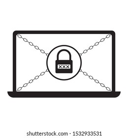 Laptop got ransomware malware  concept vector cryptovirology  Icon design
