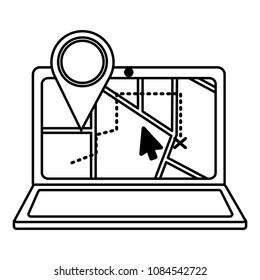 laptop with gps application and pin location