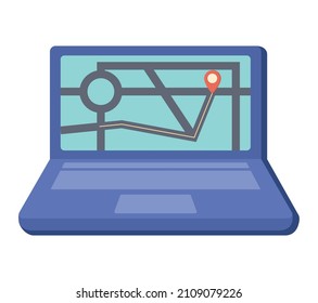 laptop with gps over white