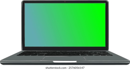 A Laptop with gradient green and blue screen