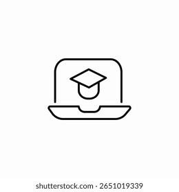 vetor de sinal de ícone da tampa de graduação do laptop