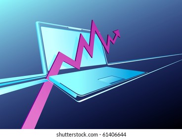 laptop with a graph