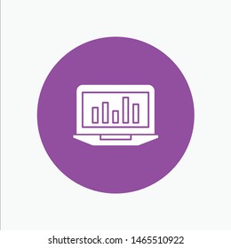 Laptop, Graph, Analytics, Monitoring, Statistics. Vector Icon Template background