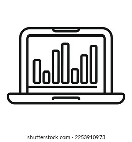 Laptop graph chart icon outline vector. Creative business. Solution problem