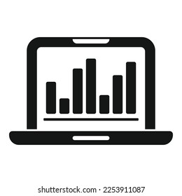 Laptop graph chart icon simple vector. Creative business. Solution problem