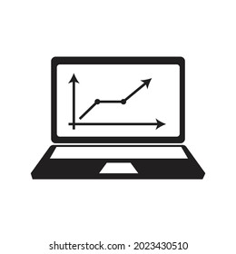 Ilustración del vector del icono financiero del gráfico de portátiles
