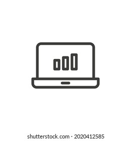 Laptop with graph icon on white background