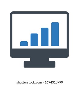 laptop graph vector glyph color icon 