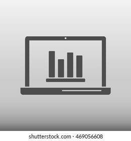 Laptop with Graph Vector Icon Illustration