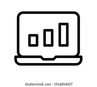 laptop graphic chart single isolated icon with outline line style