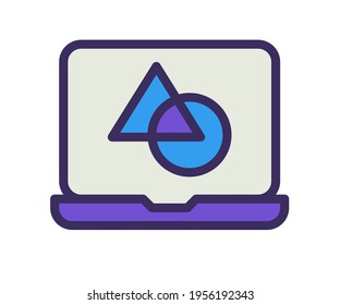 laptop graphic design single isolated icon with filled outline line style