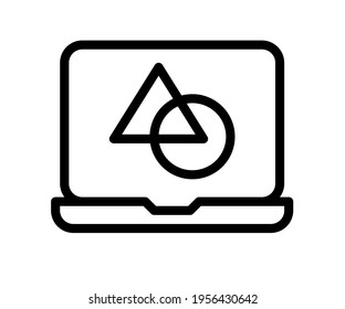 laptop graphic design single isolated icon with outline style