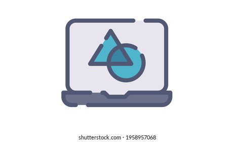 laptop graphic design single isolated icon with flat dash or dashed style