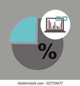 laptop graphs chart statistics link web vector illustration eps 10