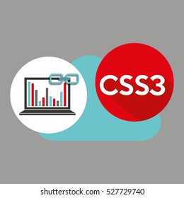 laptop graphs cloud css3 link web vector illustration eps 10